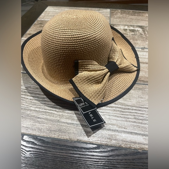 Summer Bow Hat Packable NWT Tan/black UPF 50+ One Size - Picture 10 of 10